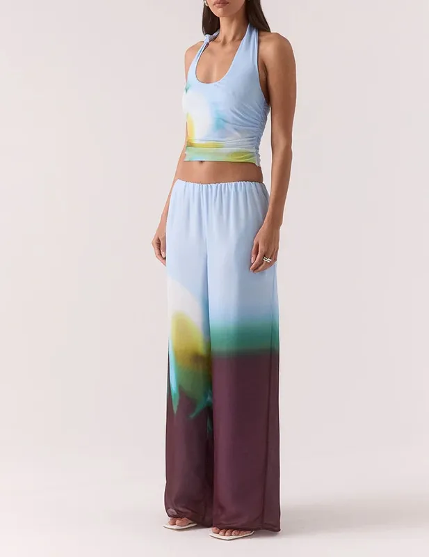 Azure Straight-Leg Pants