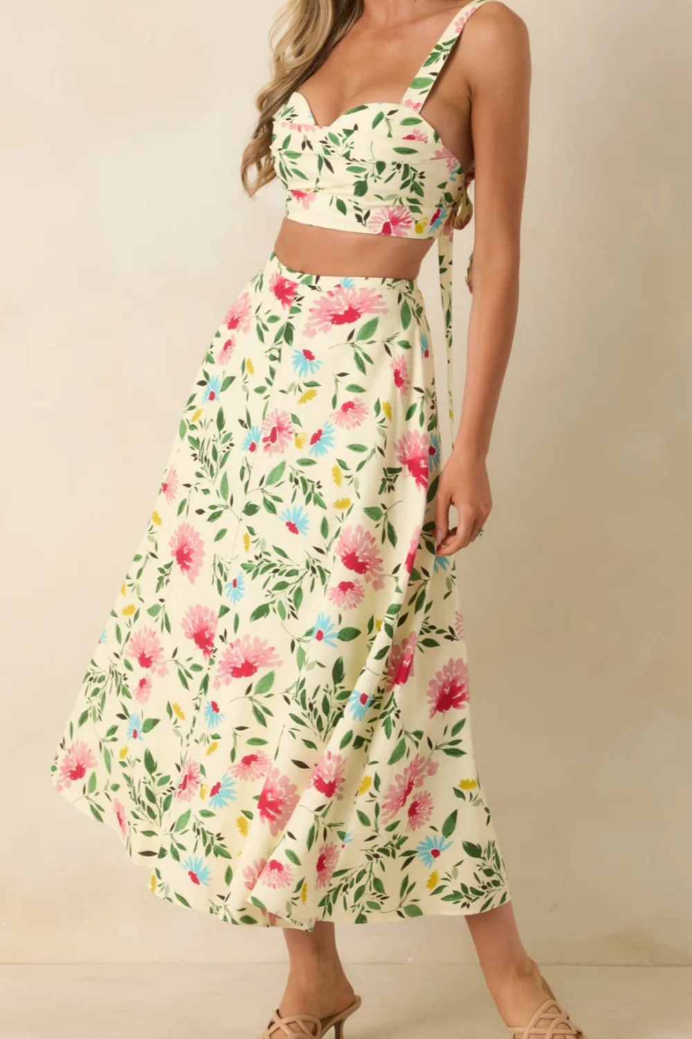 Multicolor Floral Midi Skirt