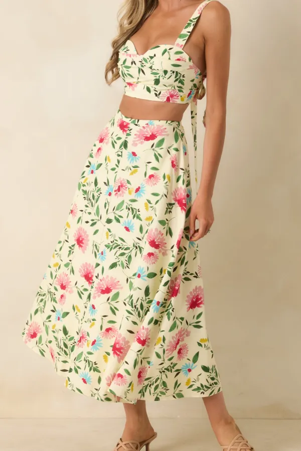 Multicolor Floral Midi Skirt