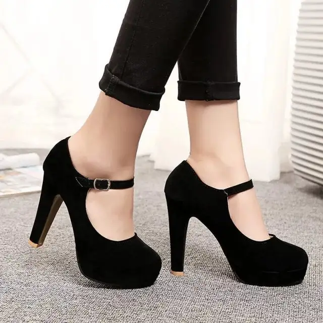 Buckle Strap Mary Jane Chunky Heel Everyday High Heels