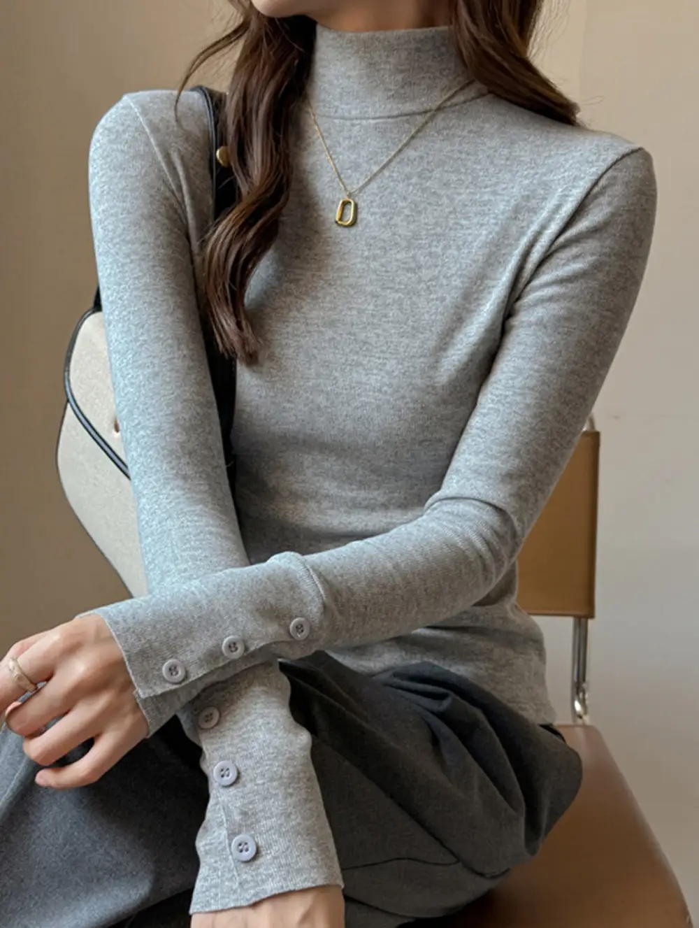 Draped Mock Neck Blouse