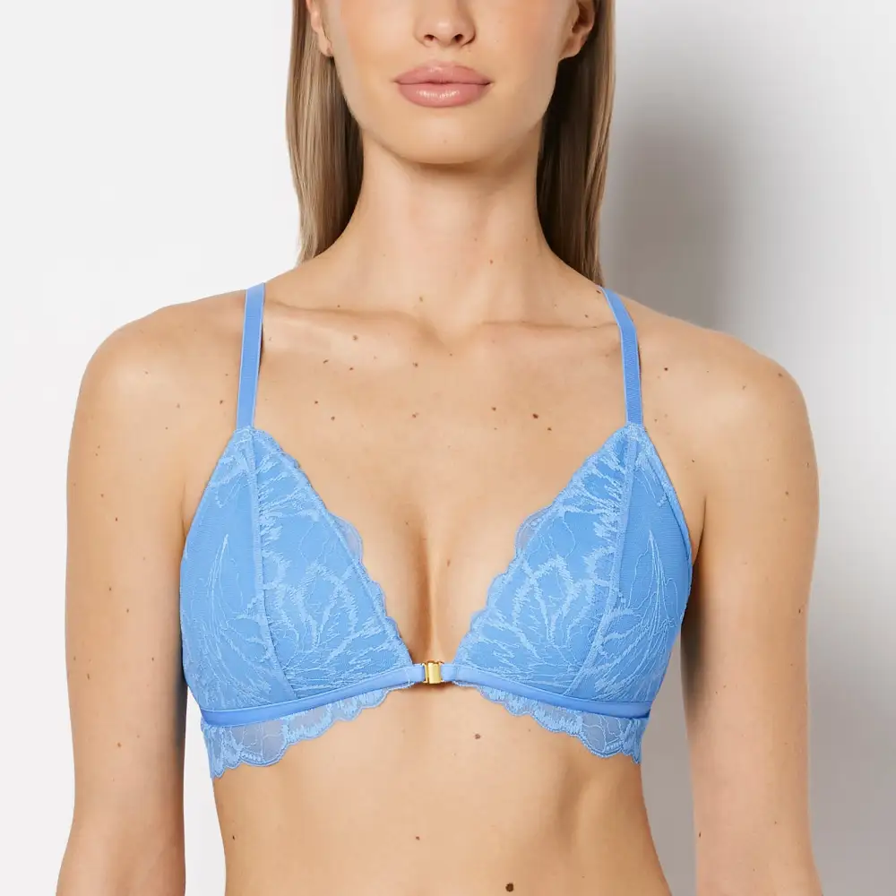 Lightly Lined Bralette With Lush Lace Front Close
