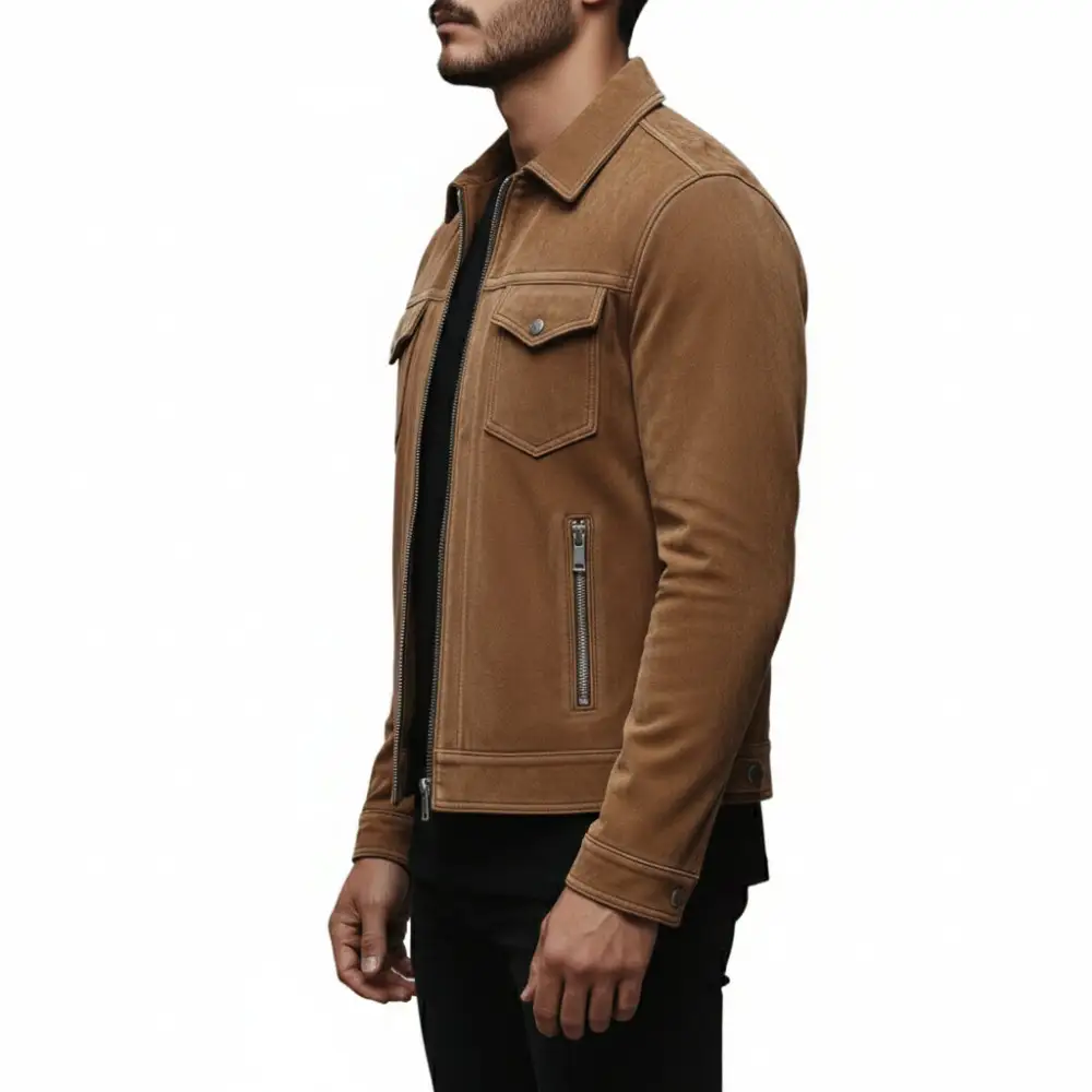 Streamlined Suede Trucker Jacket