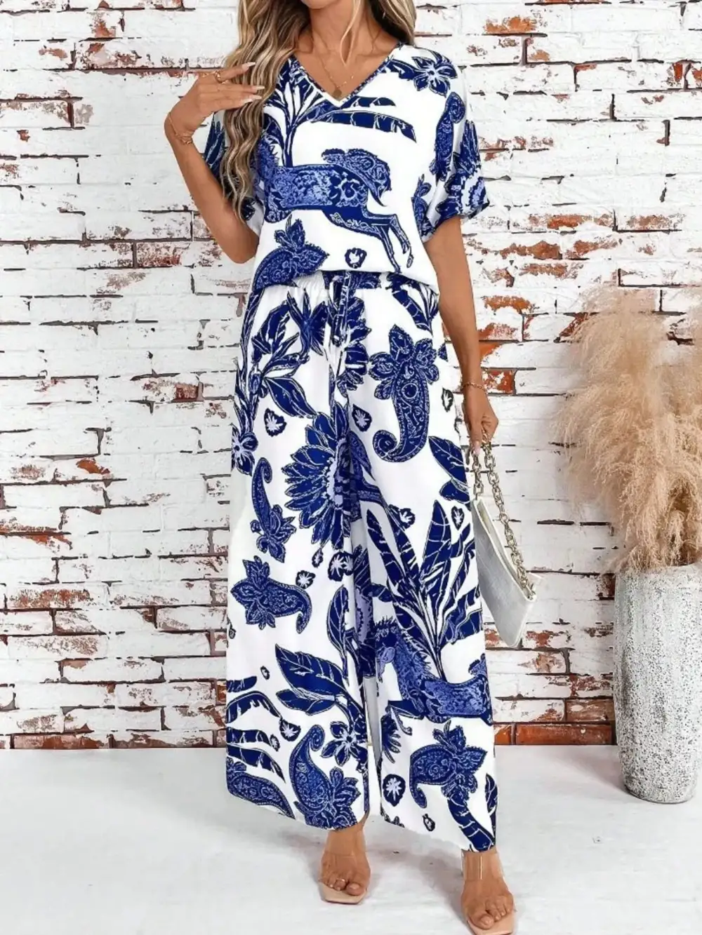 Modern Wide Leg Printed Jumpsuit