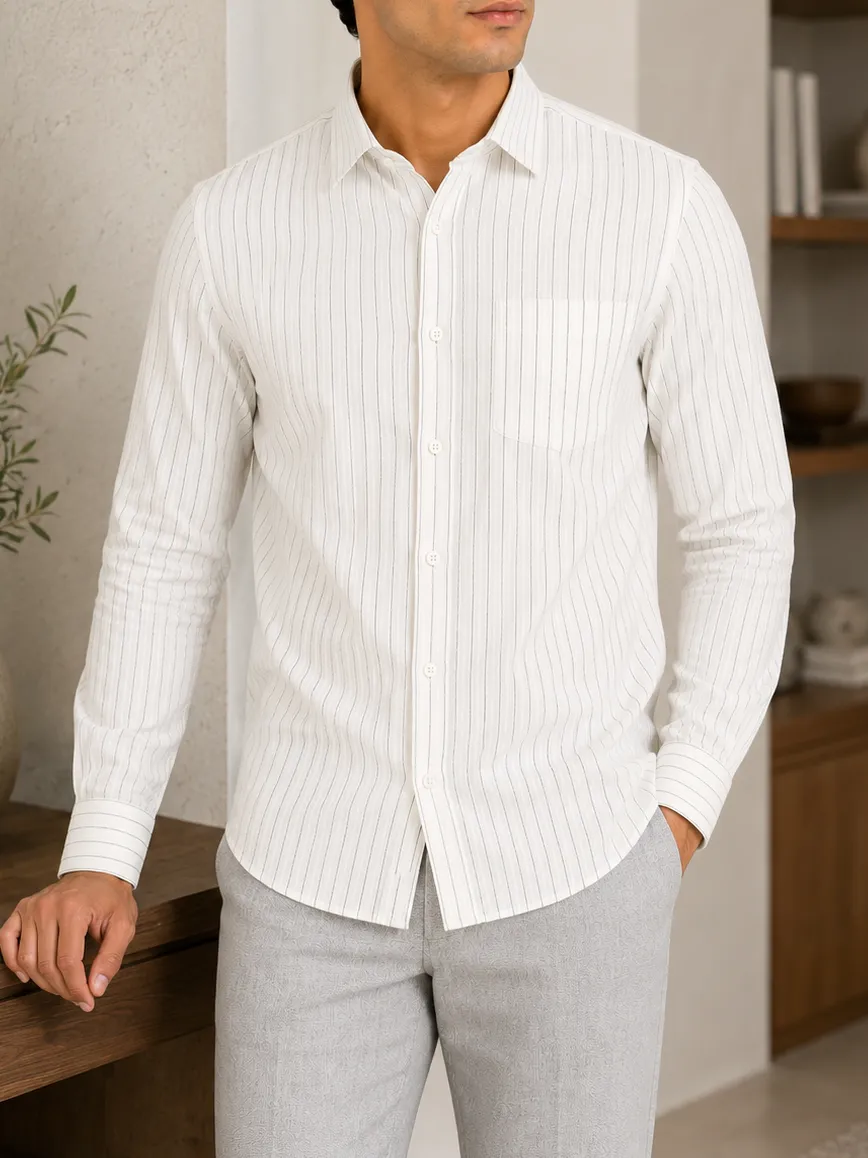 Everyday Striped Textured Slim Fit Men's Formal Shirt