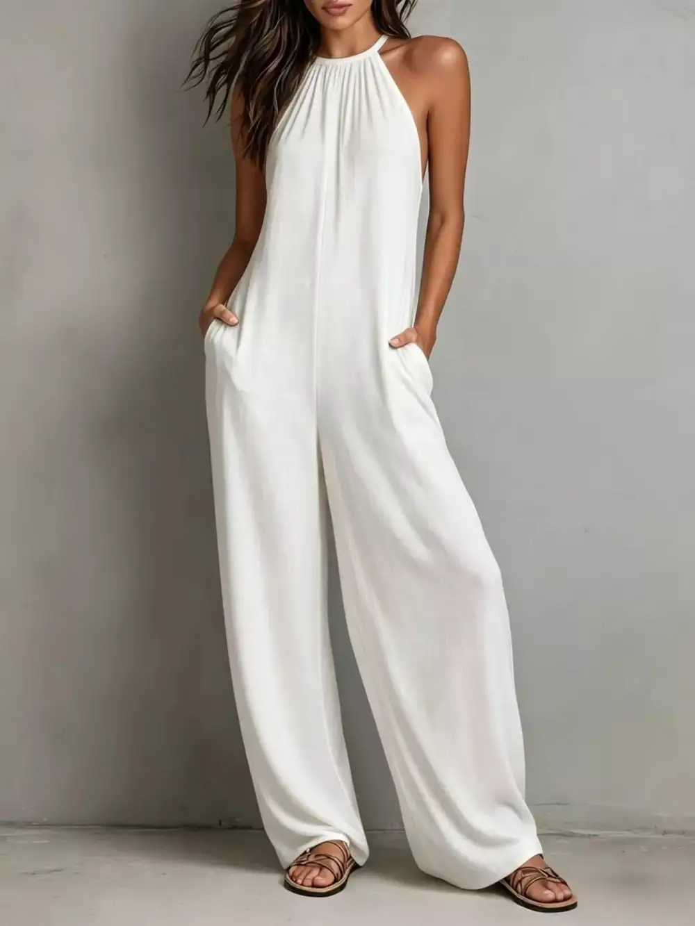 Sleeveless Wide Leg Jumpsuit