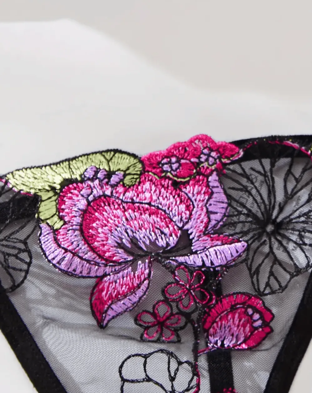 Floral Embroidered Lingerie Set