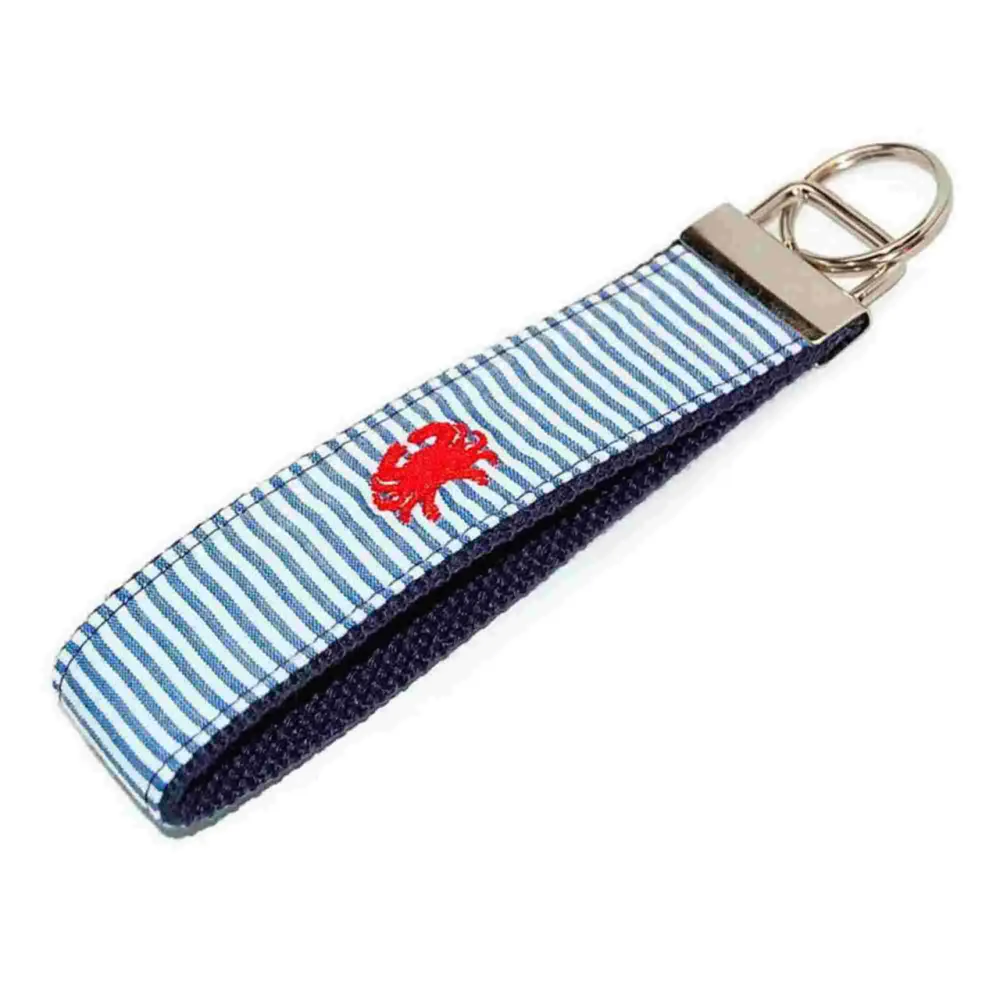 Crabby Coastal Stripe Countryside Inspired Keychain