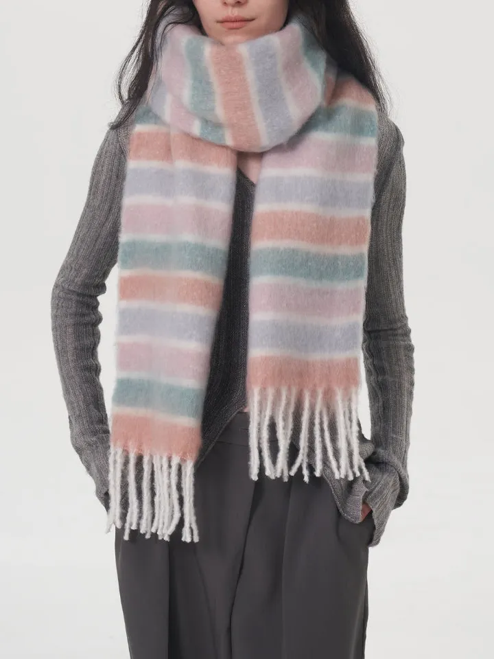 Plush Wool Blend Fringe Scarf