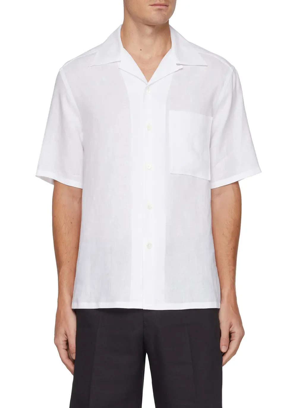 Soft Comfortable Skinny Button White Linen Shirt