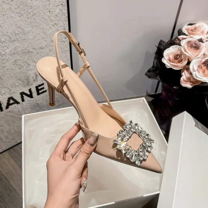 Rhinestone Detail Pointed Toe Sandals