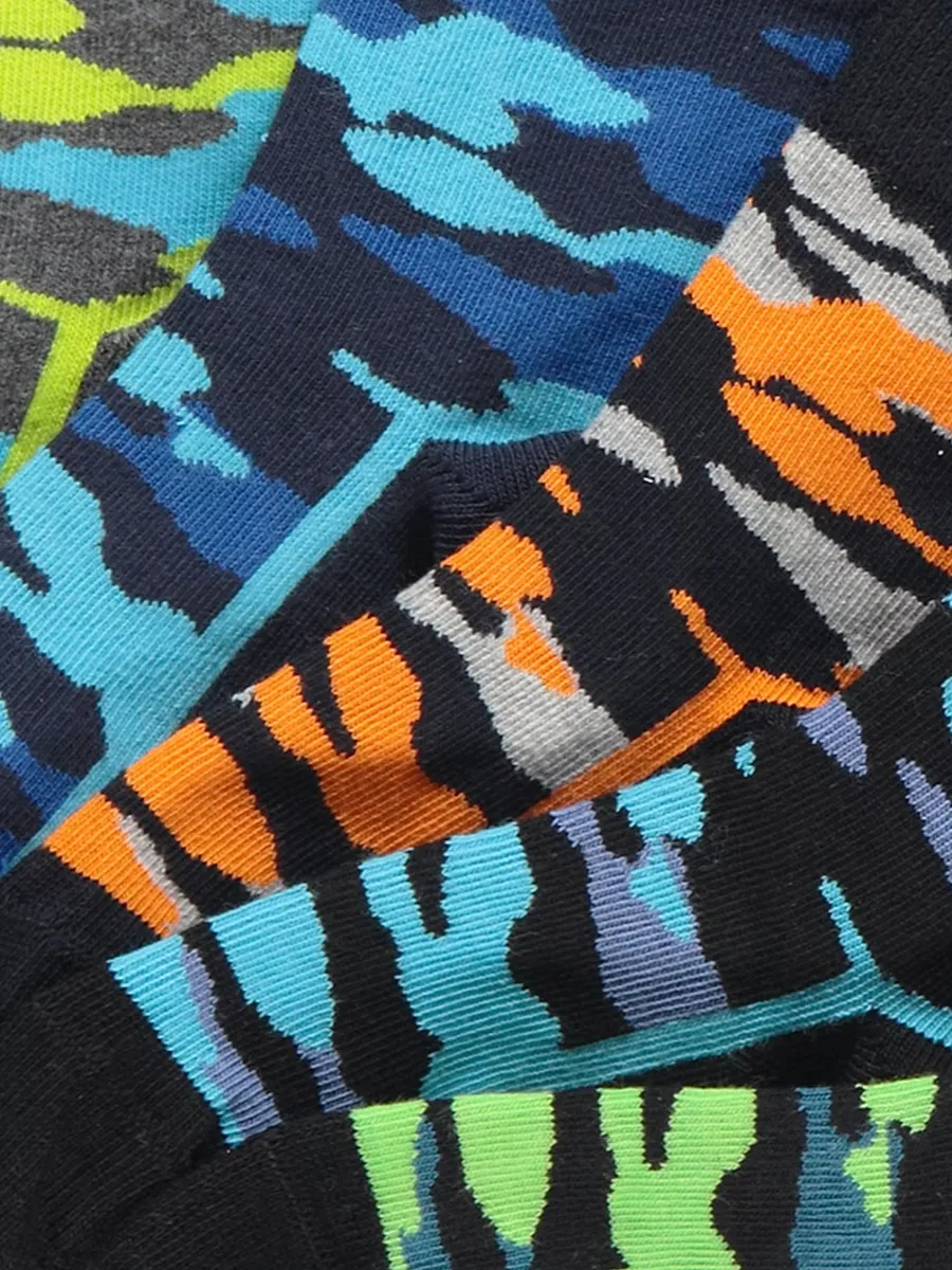 Black Camo Print Ankle Socks 5 Pack