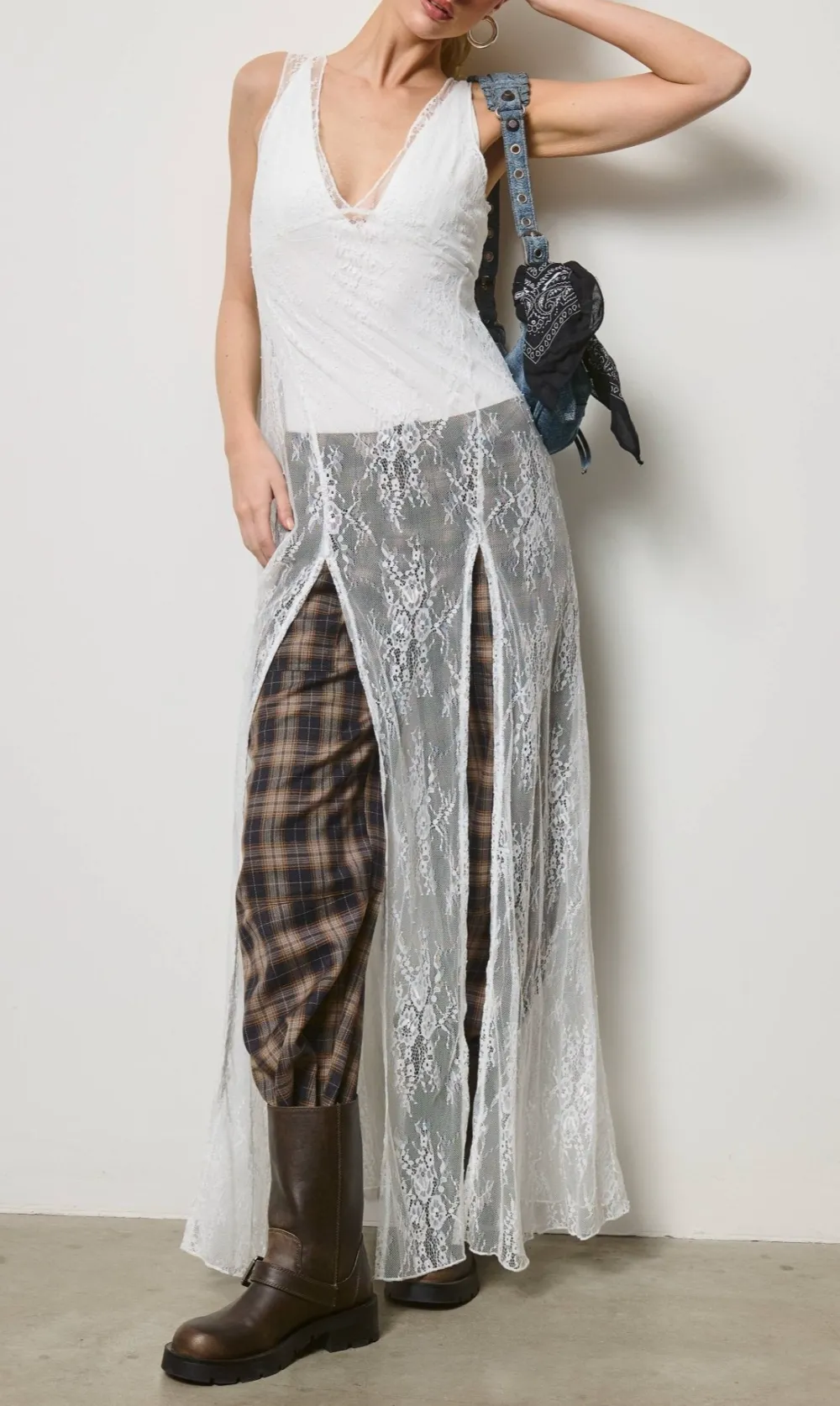 Sheer Lace Maxi Dress Bodysuit