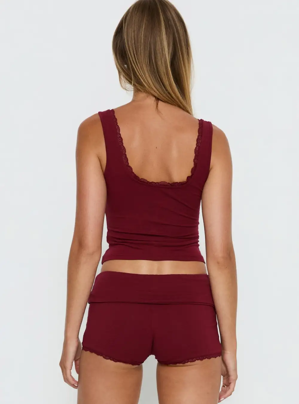 Lace Trim Scoop Neck Cropped Tank Top