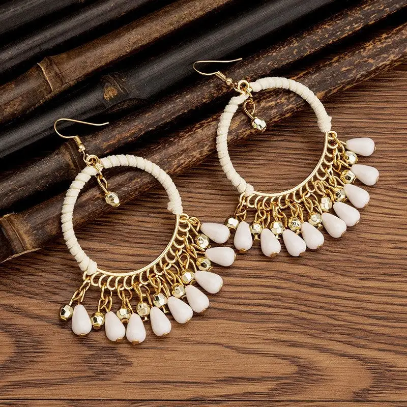 Textured Tassel Drop Earrings