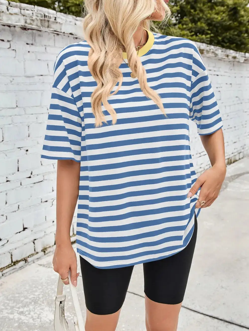 Striped Round Neck Half Sleeve T-Shirt