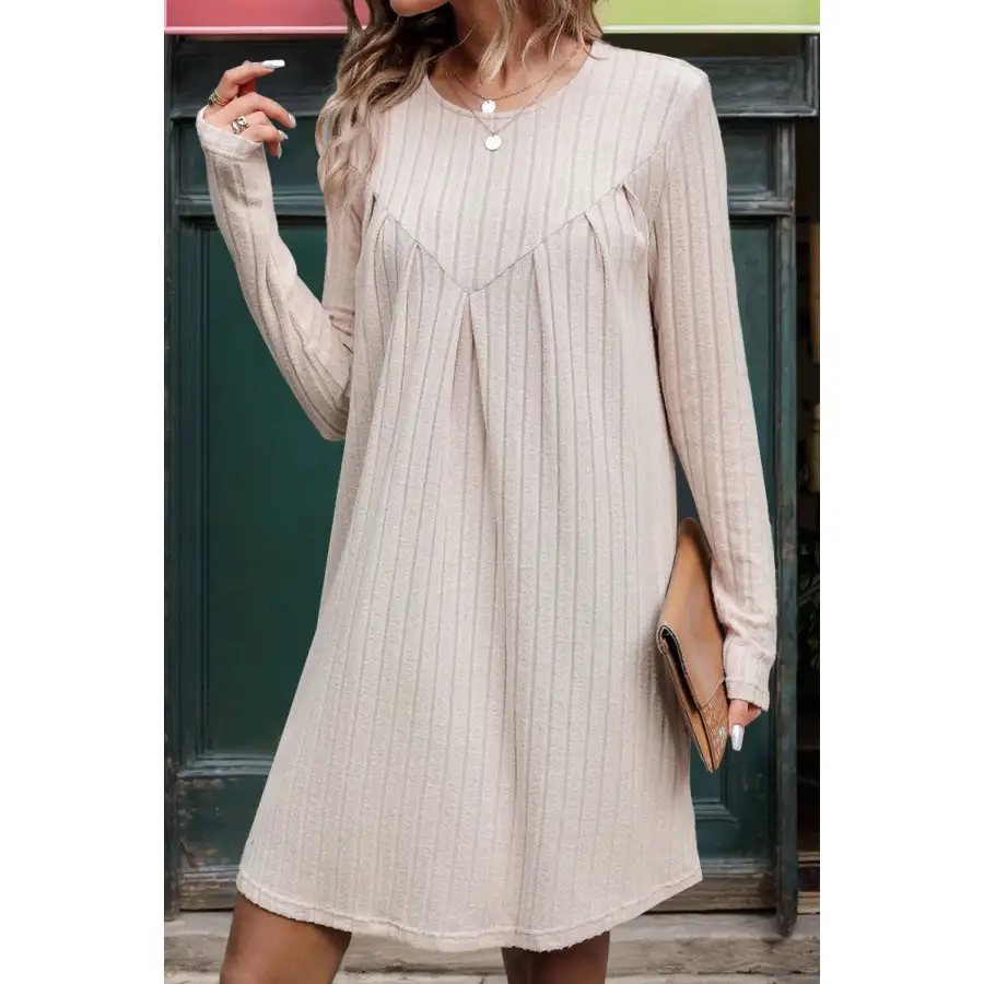 Graceful Everyday Round Neck Long Sleeve Mini Dress