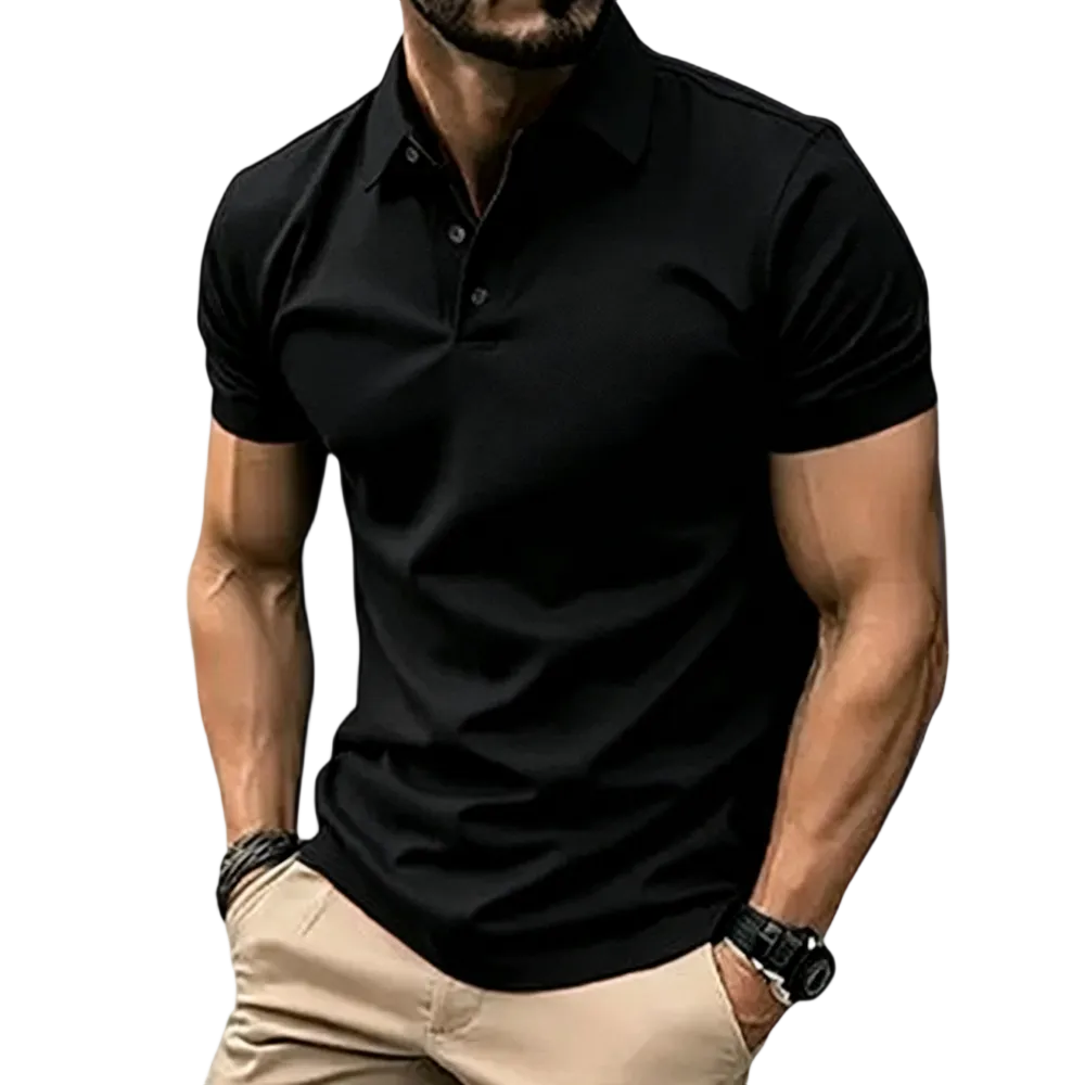 Men’s Casual Business Polo Shirts, Simple and Comfortable, Skin-Friendly Polyester Fabric with Slight Stretch