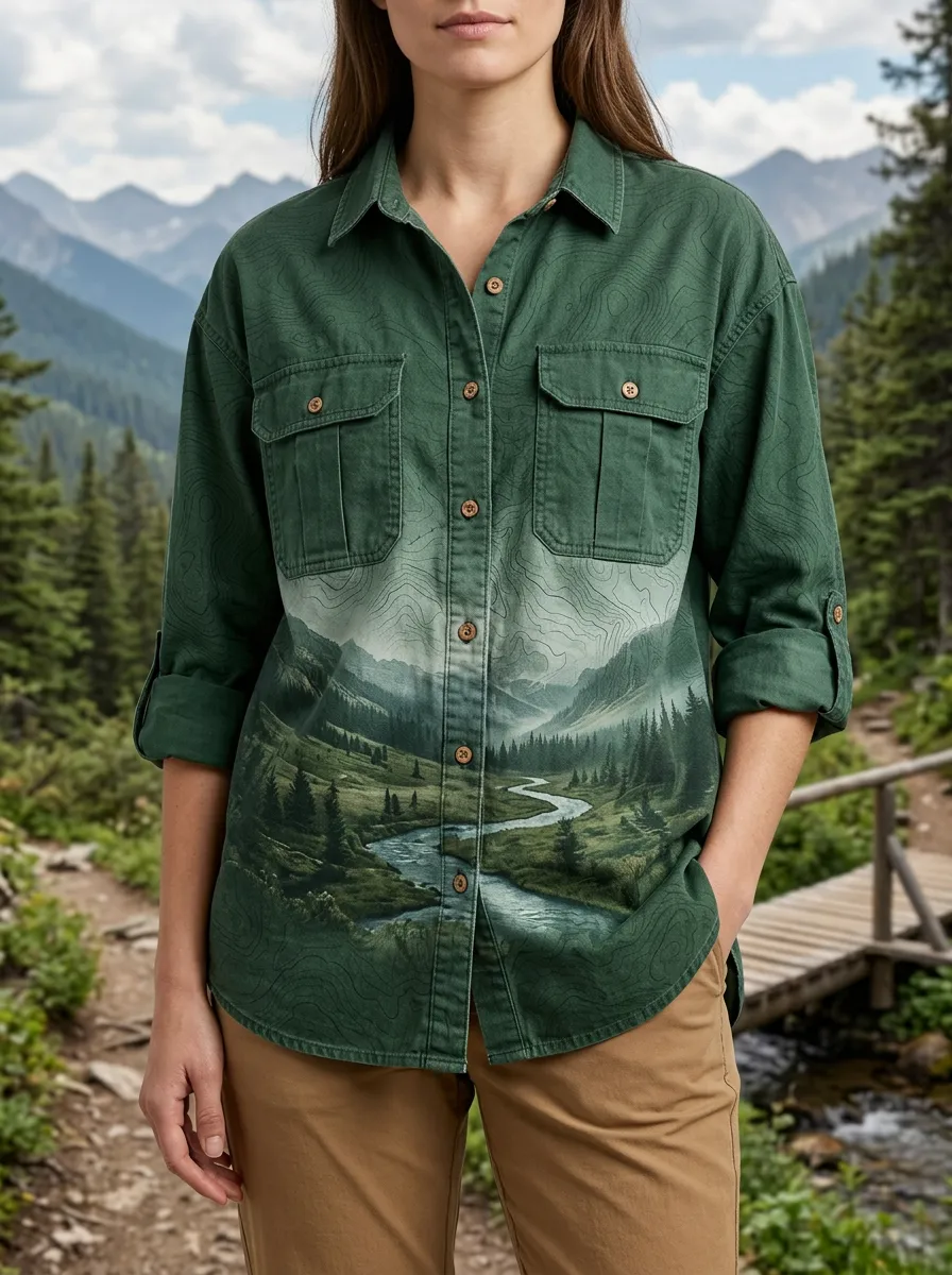 Women's Forest Nature Hiking Lover Mountain River Shirt
