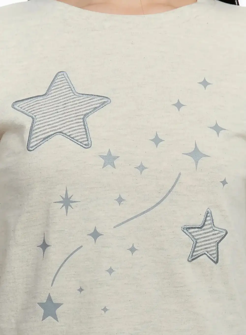 Star-Themed Layered Sleeve Top