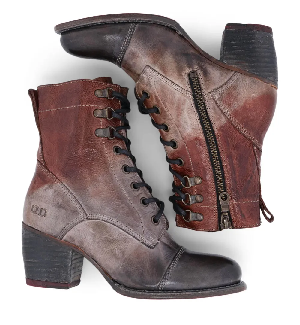 Cap-Toe Side-Zip Lace-Up Boots