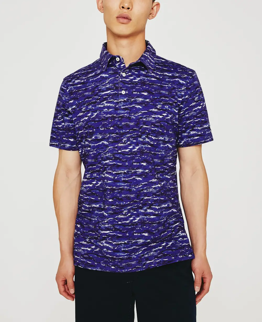 Men's Short Sleeve Self Collar Cotton Jersey Polo Shirt