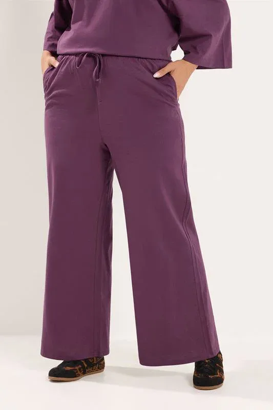 Purple Jersey Wide Leg Trousers