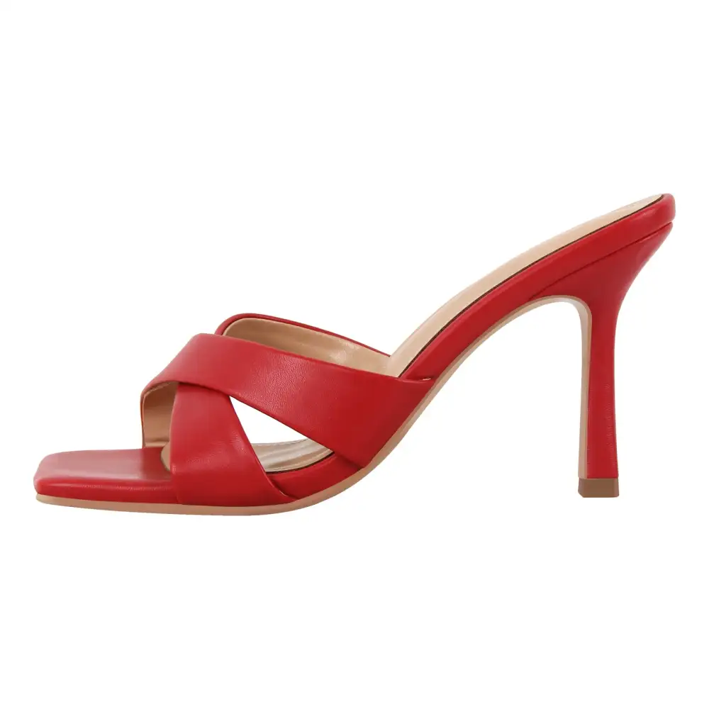 Square Toe Cross Band Mule Sandals