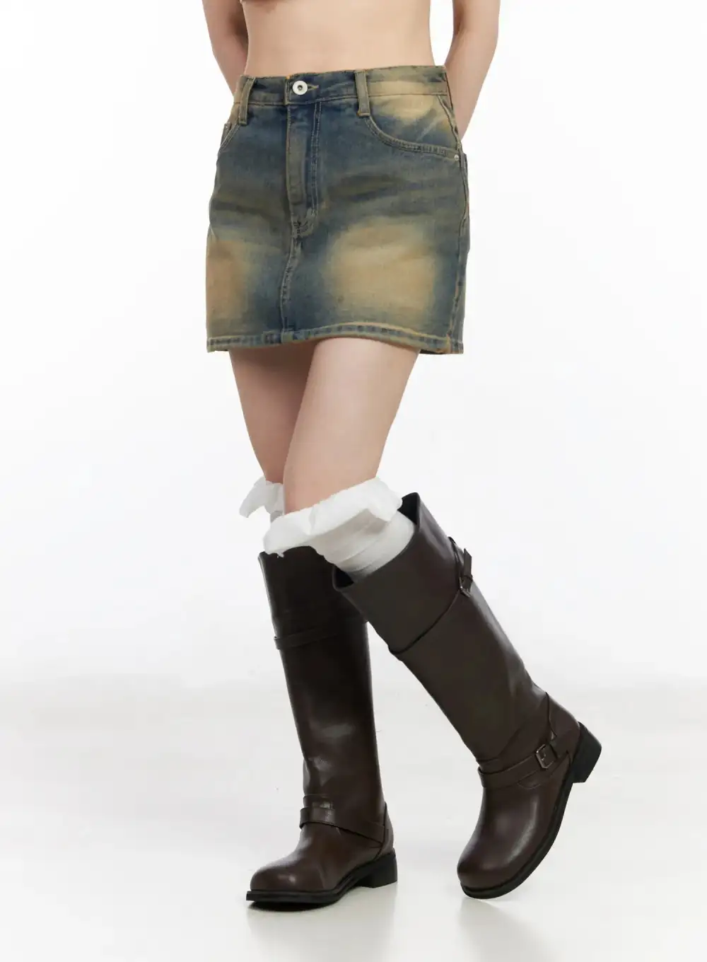Vintage Wash Denim Mini Skirt