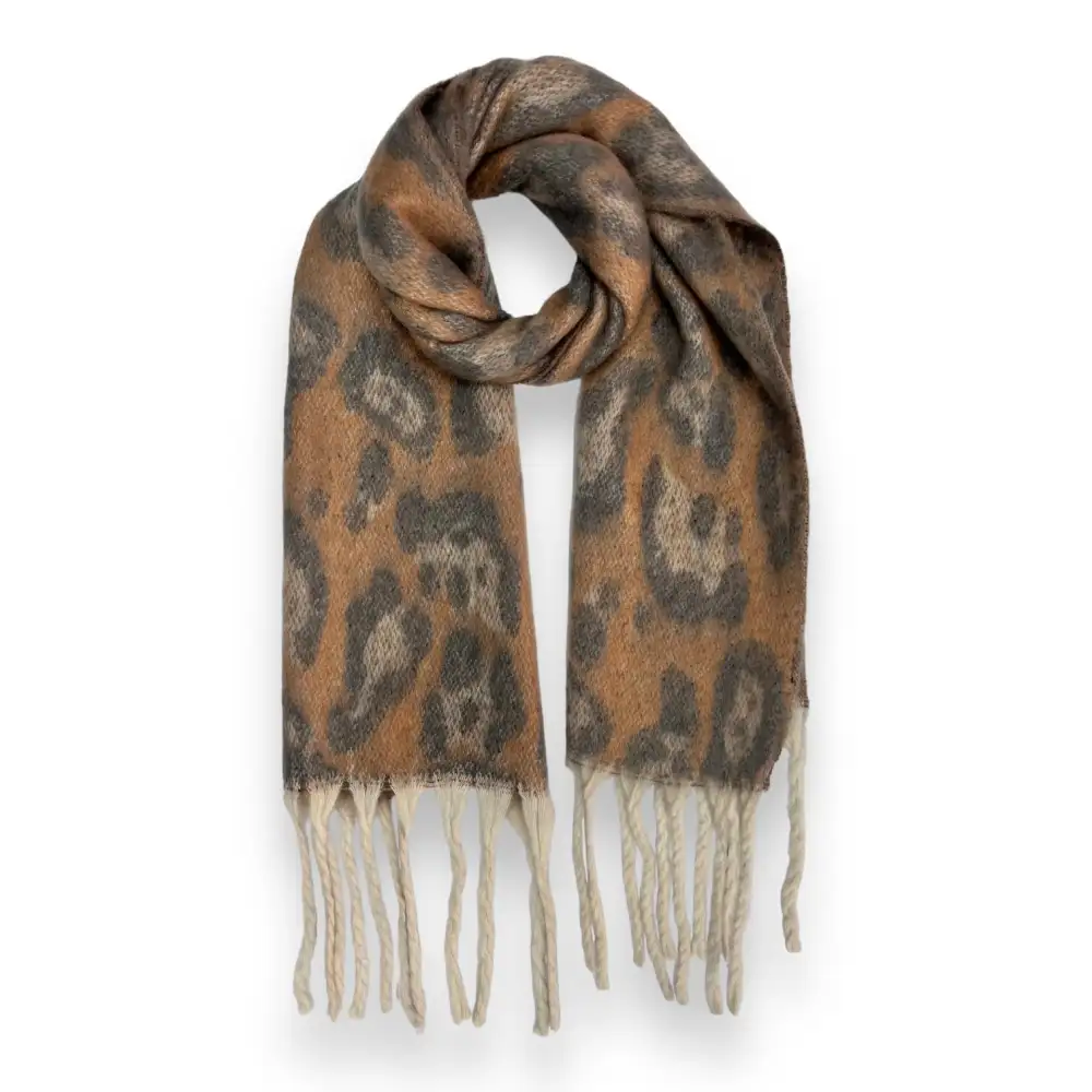Fluffy Leopard Tasseled Winter Scarf
