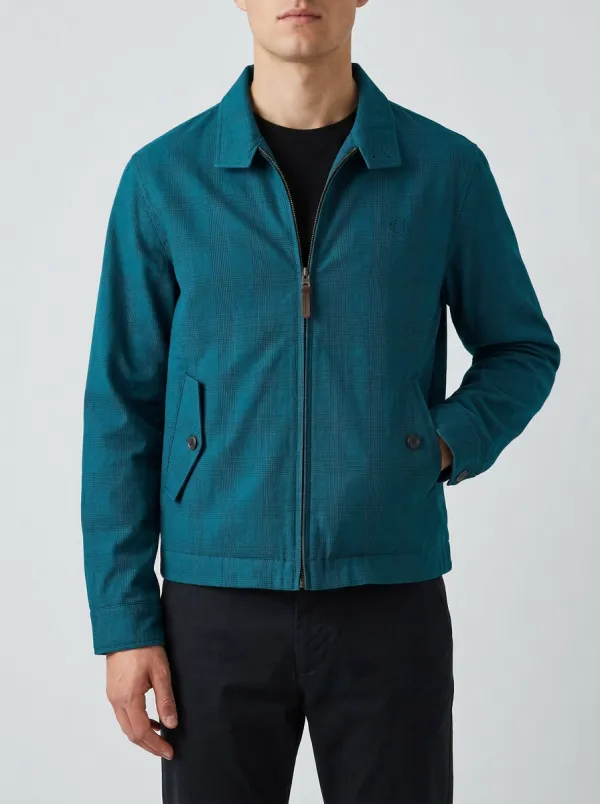 Men's Casual Plaid Pattern Zip-Up Harrington Jacket