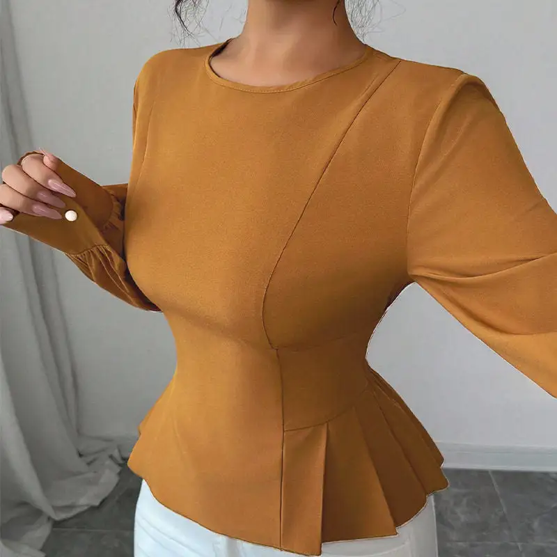 Versatile Long Sleeve Shirt With Waist Tie