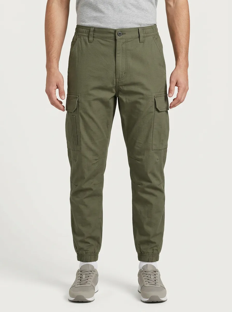 Men's Elastic-Cuff Articulated-Knee Cargo Joggers