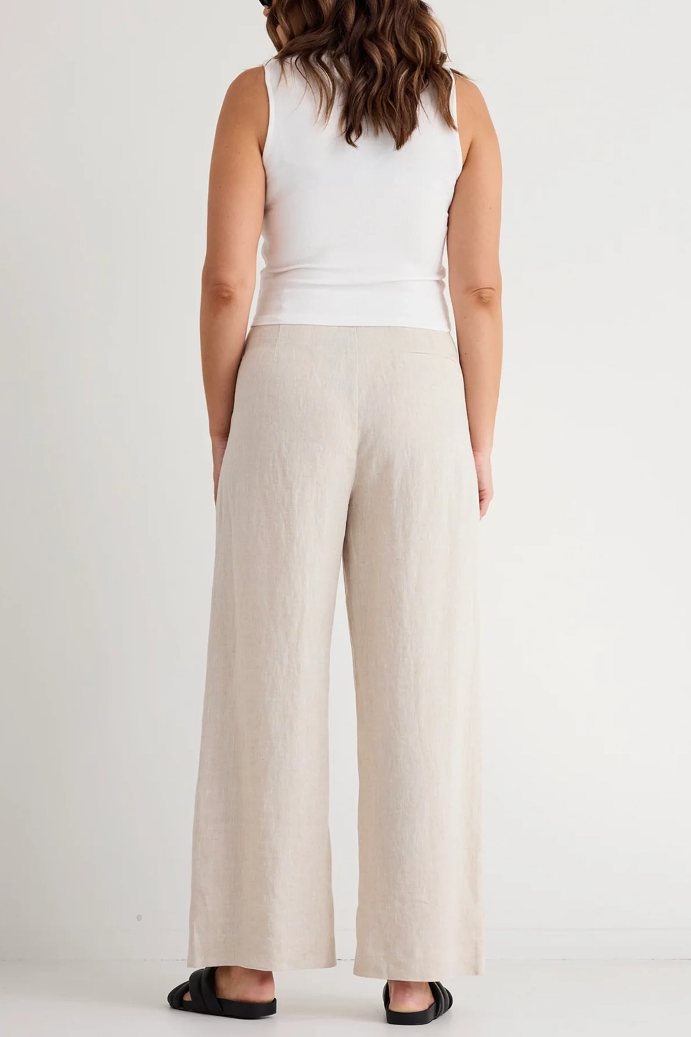 Natural Linen Pleat - Front Wide Pants