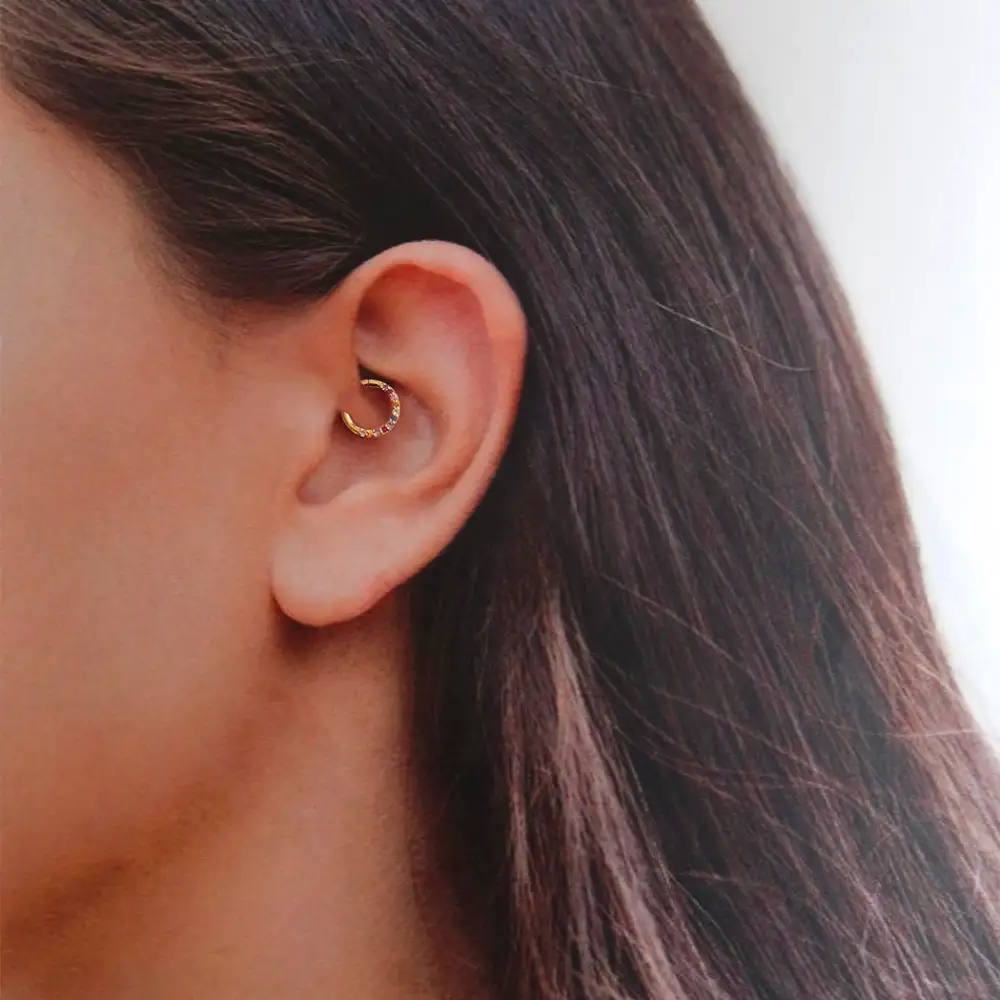 Sapphire Rainbow Clicker Hoop Earring