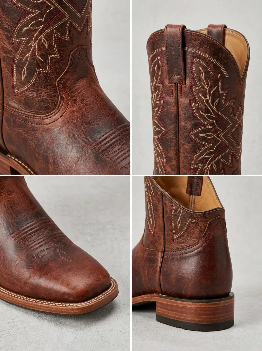 Men's Western Distressed Brown Embroidered Western Boots