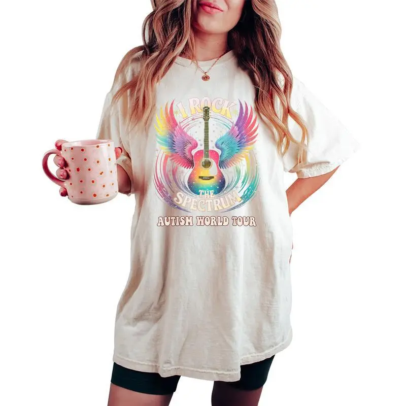 Sped Autism World Tour I Rock The Spectrum Teacher Stimming Women's Oversized Comfort T-shirt