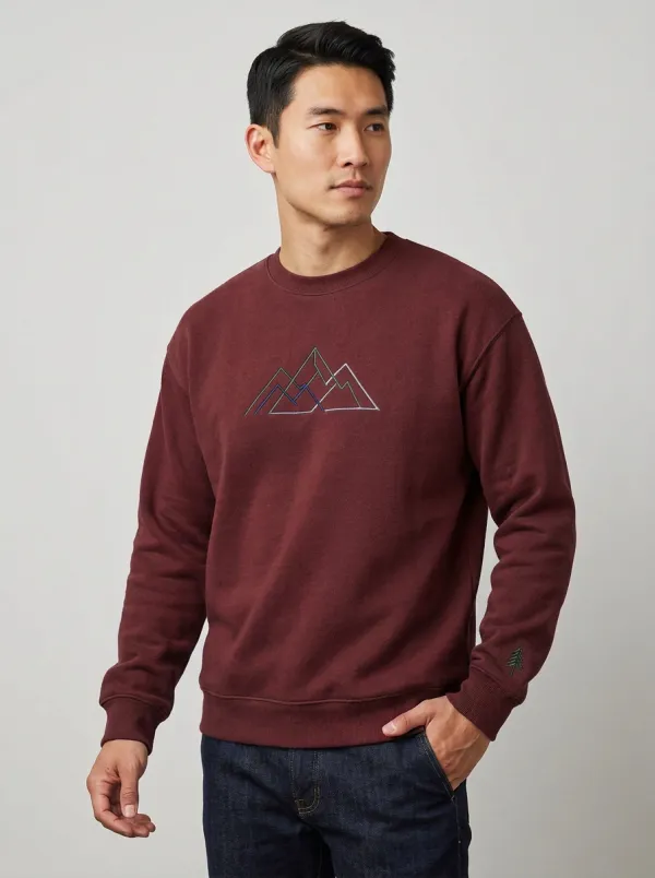 Men's Charcoal Outdoor Mountain Line Art Fleece Sweatshirt