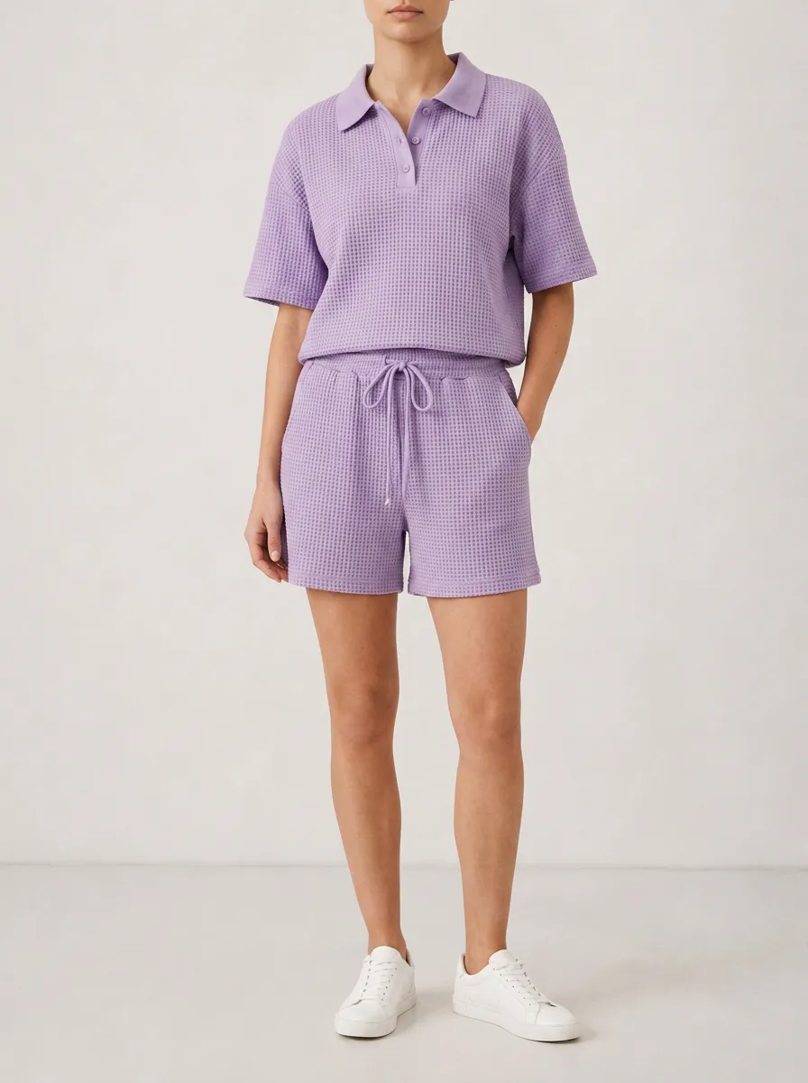 Unisex Everyday Waffle Knit Polo Shirt
