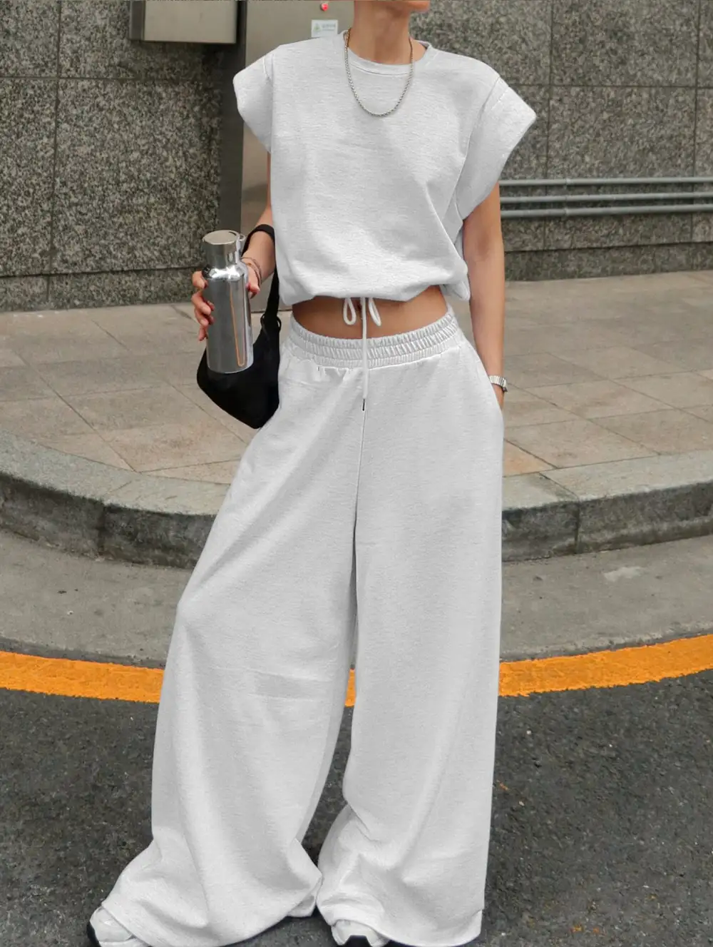Sleeveless Vest Wide Pants Set