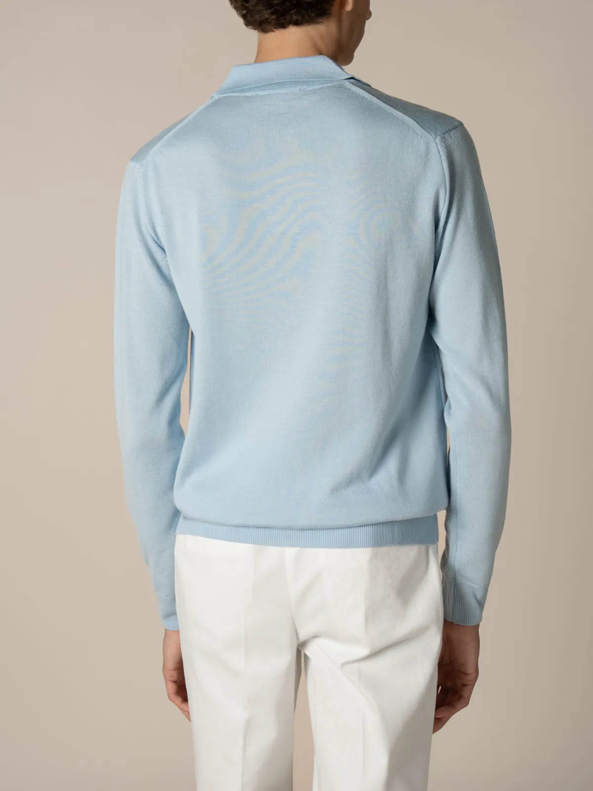 Polo Shirt With Cashmere Merino Blend Detail And Buttonless Slim Fit Knit Construction