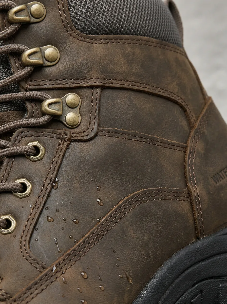 Men's Outdoor Hiking Brown Leather Waterproof Work Boots