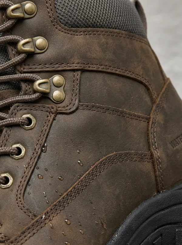 Men's Outdoor Hiking Brown Leather Waterproof Work Boots