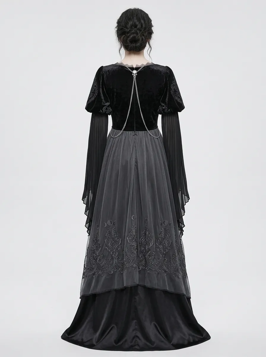Punk Floral Victorian Pleated Victorian Look Women's Gothic Dress