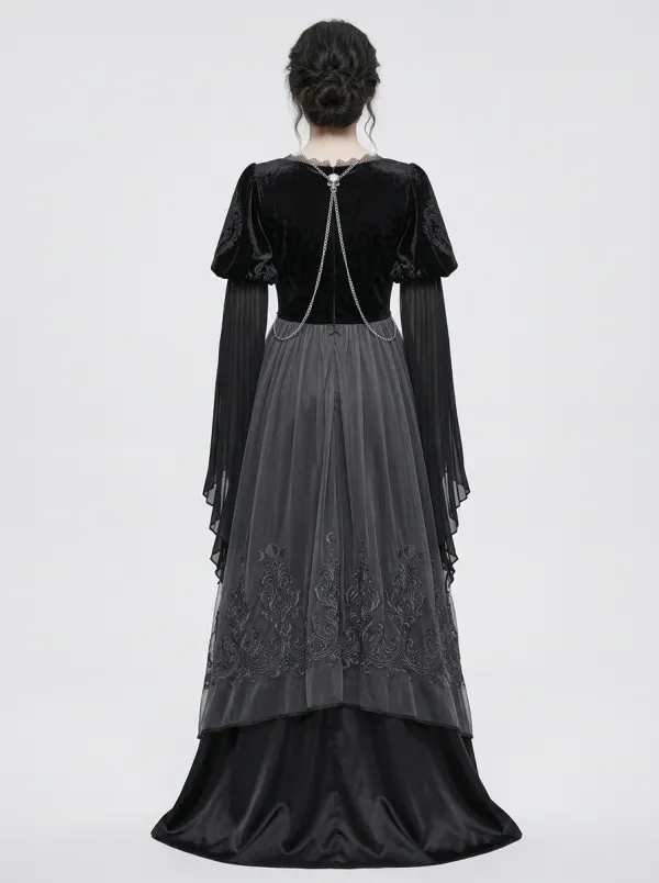 Punk Floral Victorian Pleated Victorian Look Women's Gothic Dress