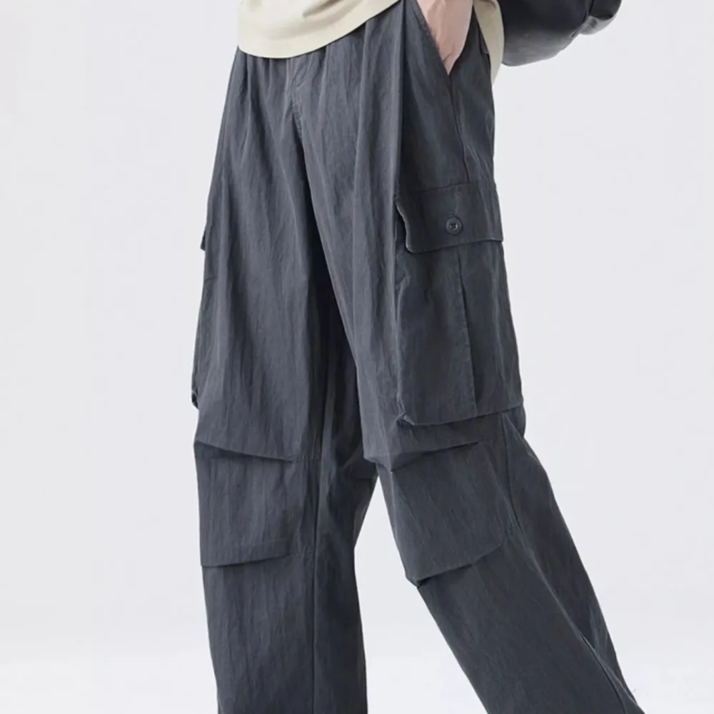 Pocketed Drawstring Wide Leg Cargo Pants