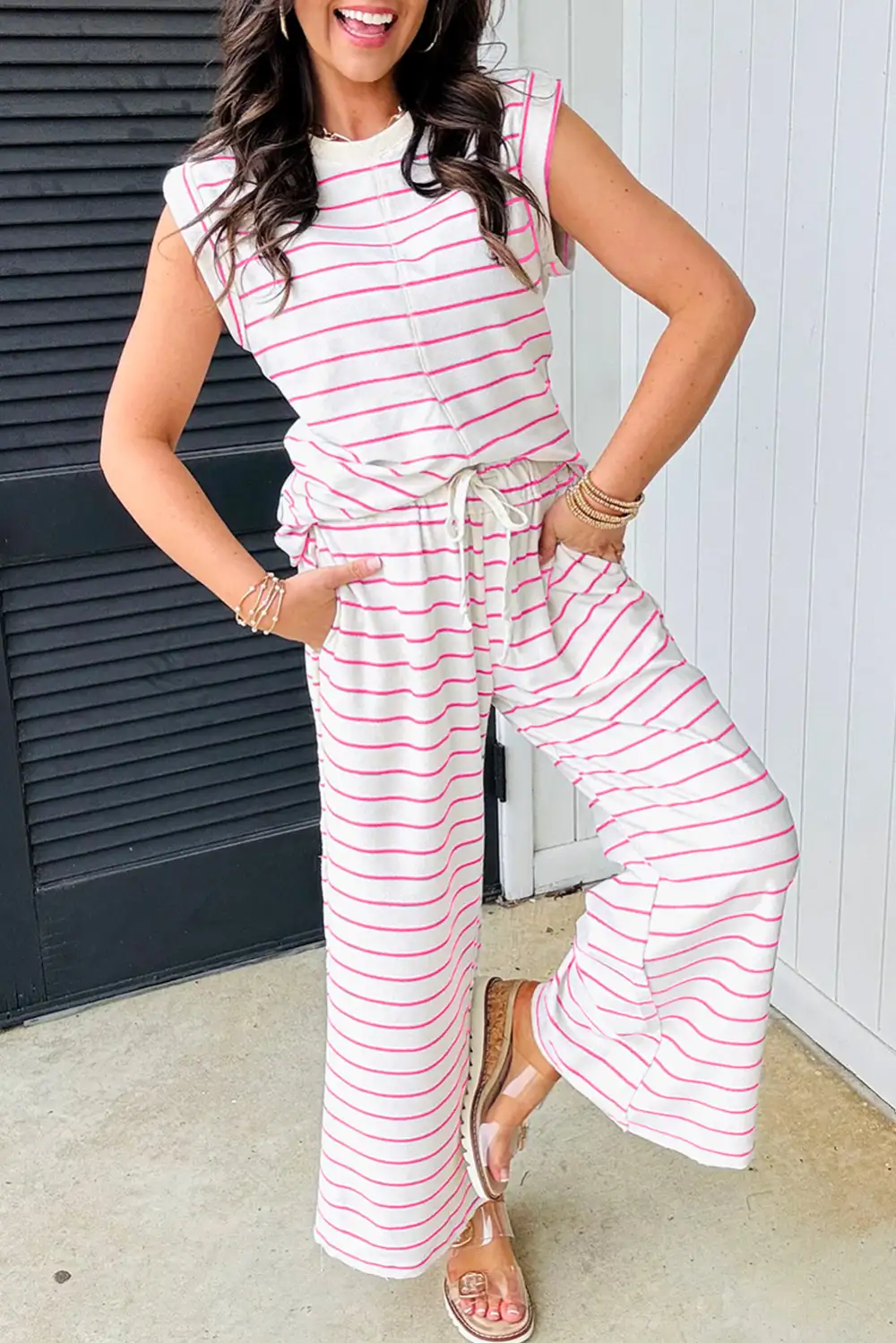 Stripe Pants Soft Pants Lounge Set Ease