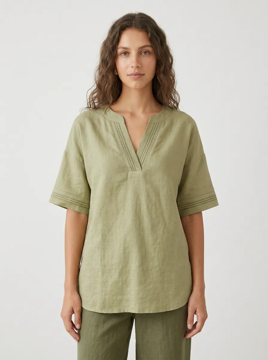 Polished Relaxed Women's V-Neck Casual Lounge Set