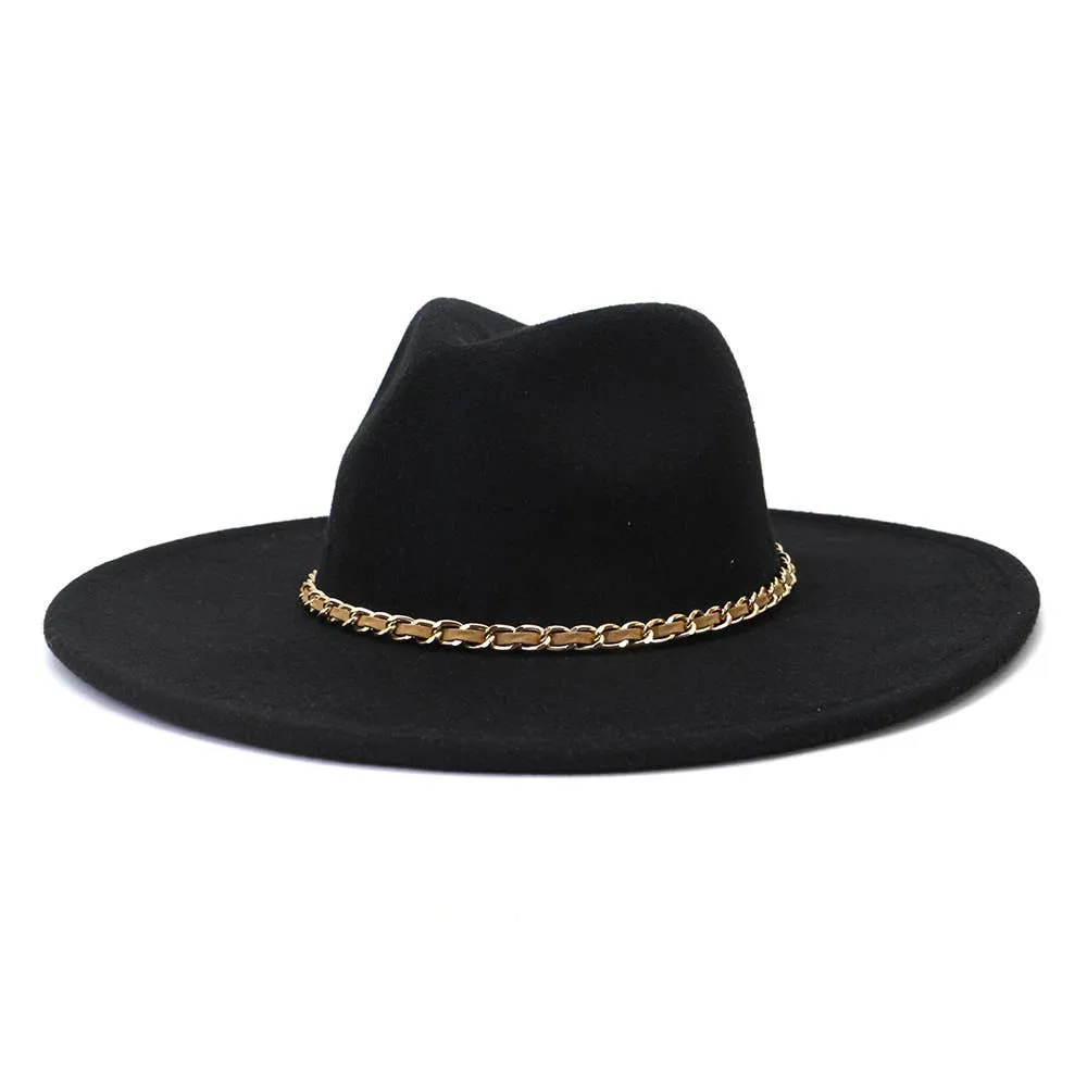 Camel Chain Big Brim Peach Heart Top Hat