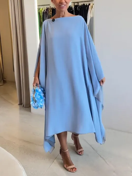 Elegant Two Tone Cave Midi Dress